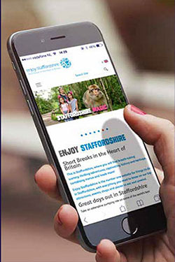 Enjoy Staffordshire website displayed on mobile phone